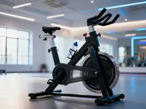 Dłonie w rękawicach używają strzykawki do odpowietrzania hydraulicznych hamulców tarczowych w rowerze górskim.