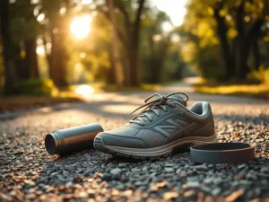Nowoczesny rower elektryczny zaparkowany na górskim szlaku w świetle zachodzącego słońca.
