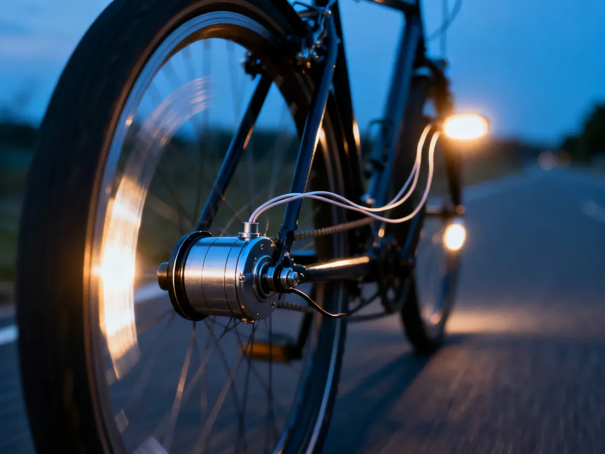 Dynamo rowerowe napędzające przednie i tylne lampki podczas jazdy