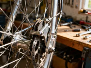 Profesjonalne stanowisko do bike fittingu z rowerem szosowym zamontowanym na przyrządzie pomiarowym z laserami.