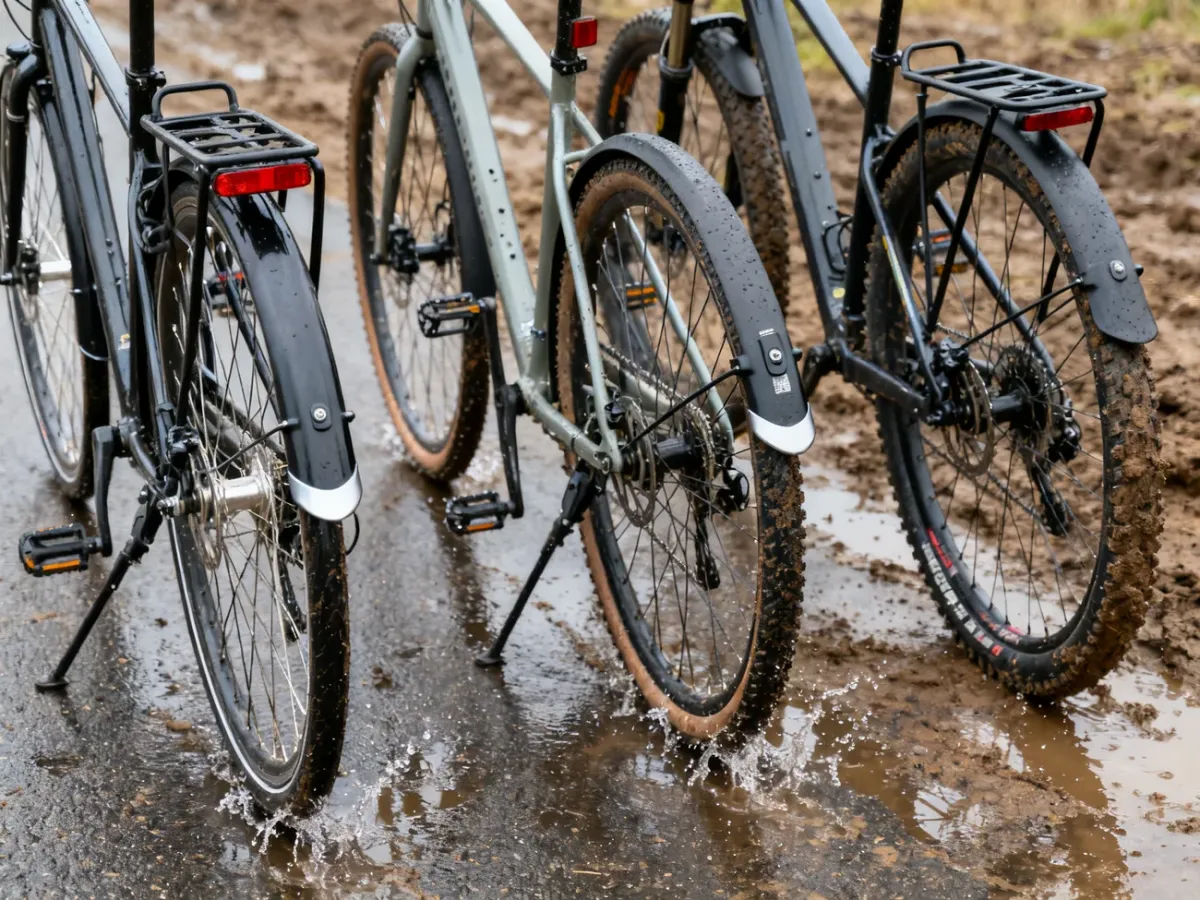 Porównanie błotników rowerowych na rowerze miejskim, gravelowym i MTB